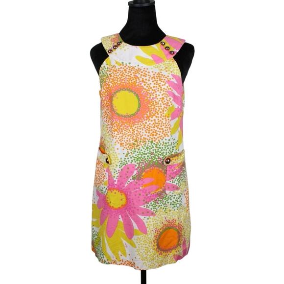 Milly of New York Vintage 1970s Floral Cotton Dress - Picture 1 of 7